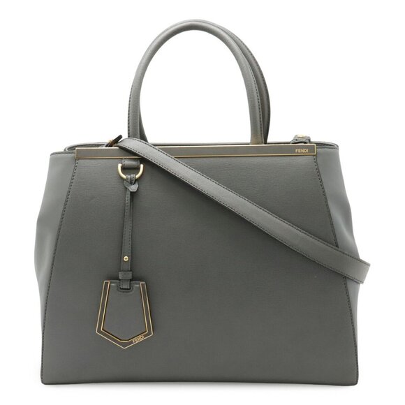 FENDI Gray Leather Shoulder Bag - Picture 1 of 10
